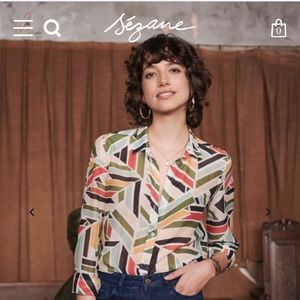 NWT Sezane Pierro ethnic green print size EU 36 shirt